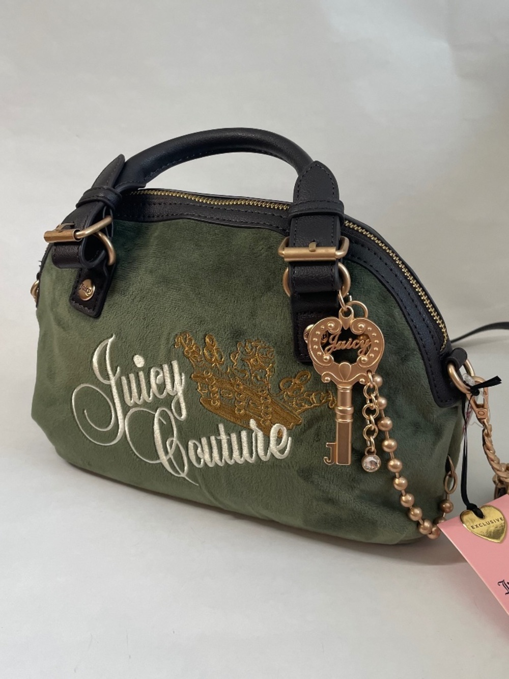 Juicy Couture Velour Key to Juicy Dome Satchel Crossbody Super Greens New w Tag